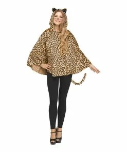 Cheap 🌟 Woman's Hooded Leopard Poncho Costume 💯